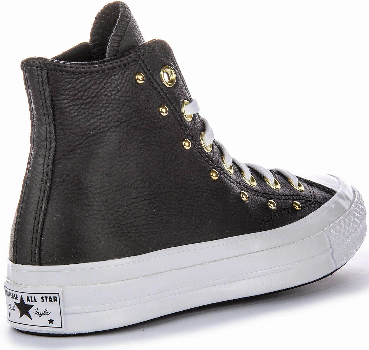 Converse All Star Lift A06809C In Black Gold Leather Soft Padding