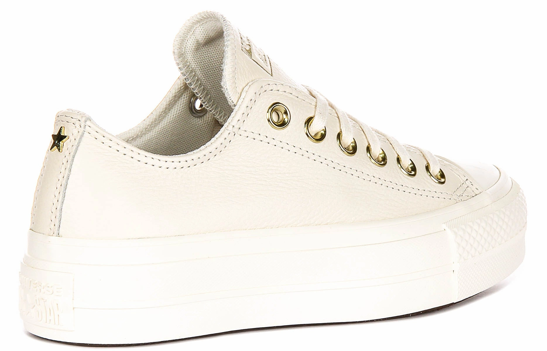 Converse All Star Lift A12765C In Cream Leather Trendy Step