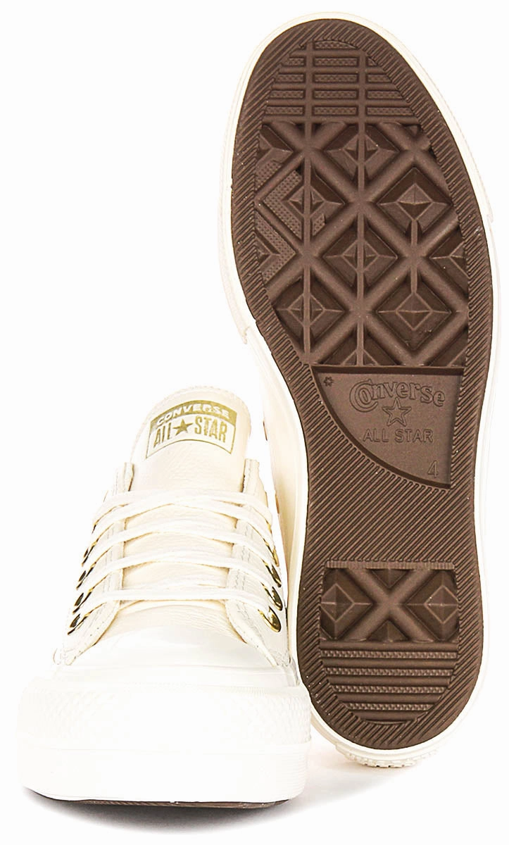 Converse All Star Lift A12765C In Cream Leather Trendy Step