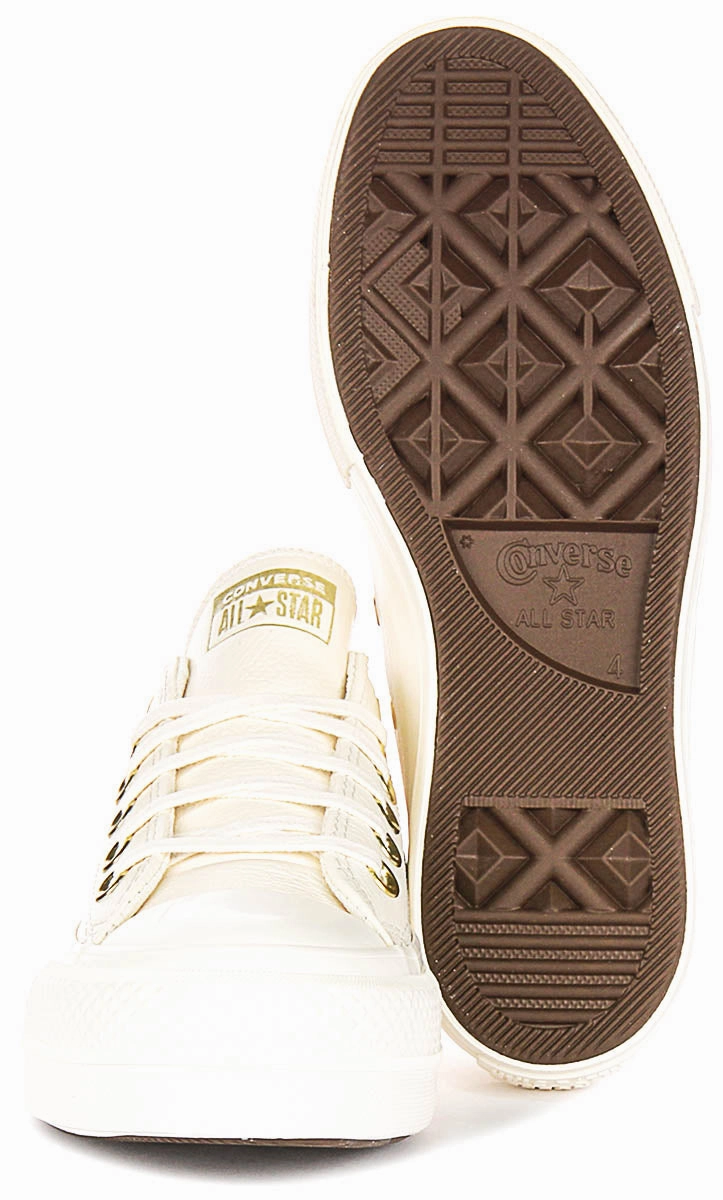 Converse All Star Lift A12765C In Cream Leather Trendy Step