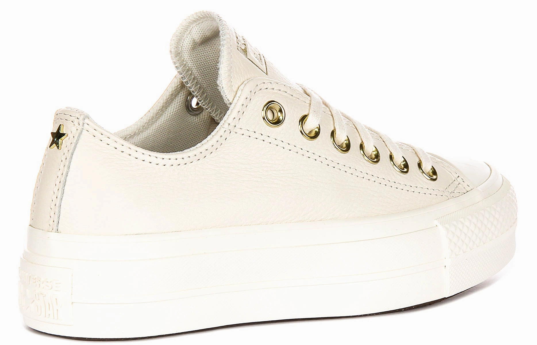 Converse All Star Lift A12765C In Cream Leather Trendy Step