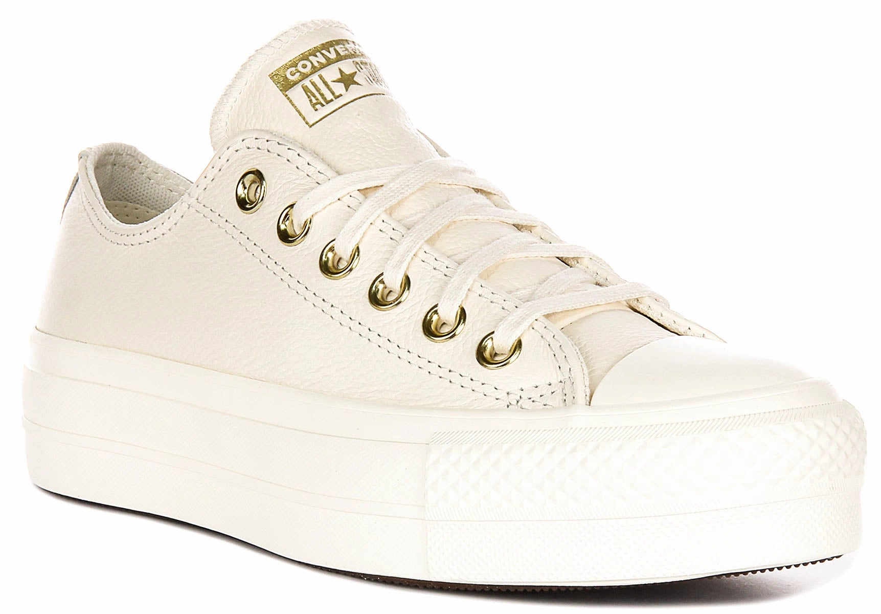 Converse All Star Lift A12765C In Cream Leather Fashionable Fit Heat Hike