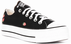 Converse All Star Lift A14935C In Black Red Strawberry Print youth trend