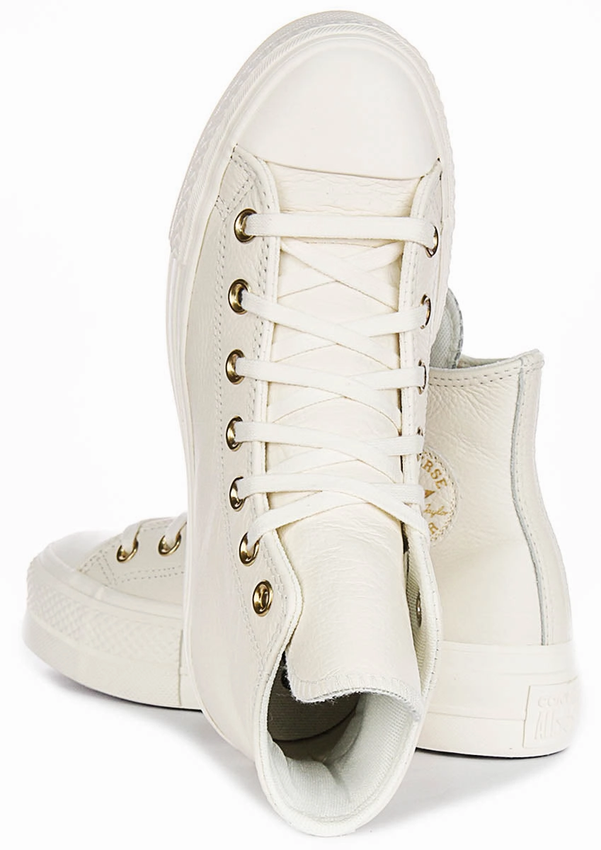 Converse All Star Lift Hi A12764C In Cream Gold Leather Soft Profile