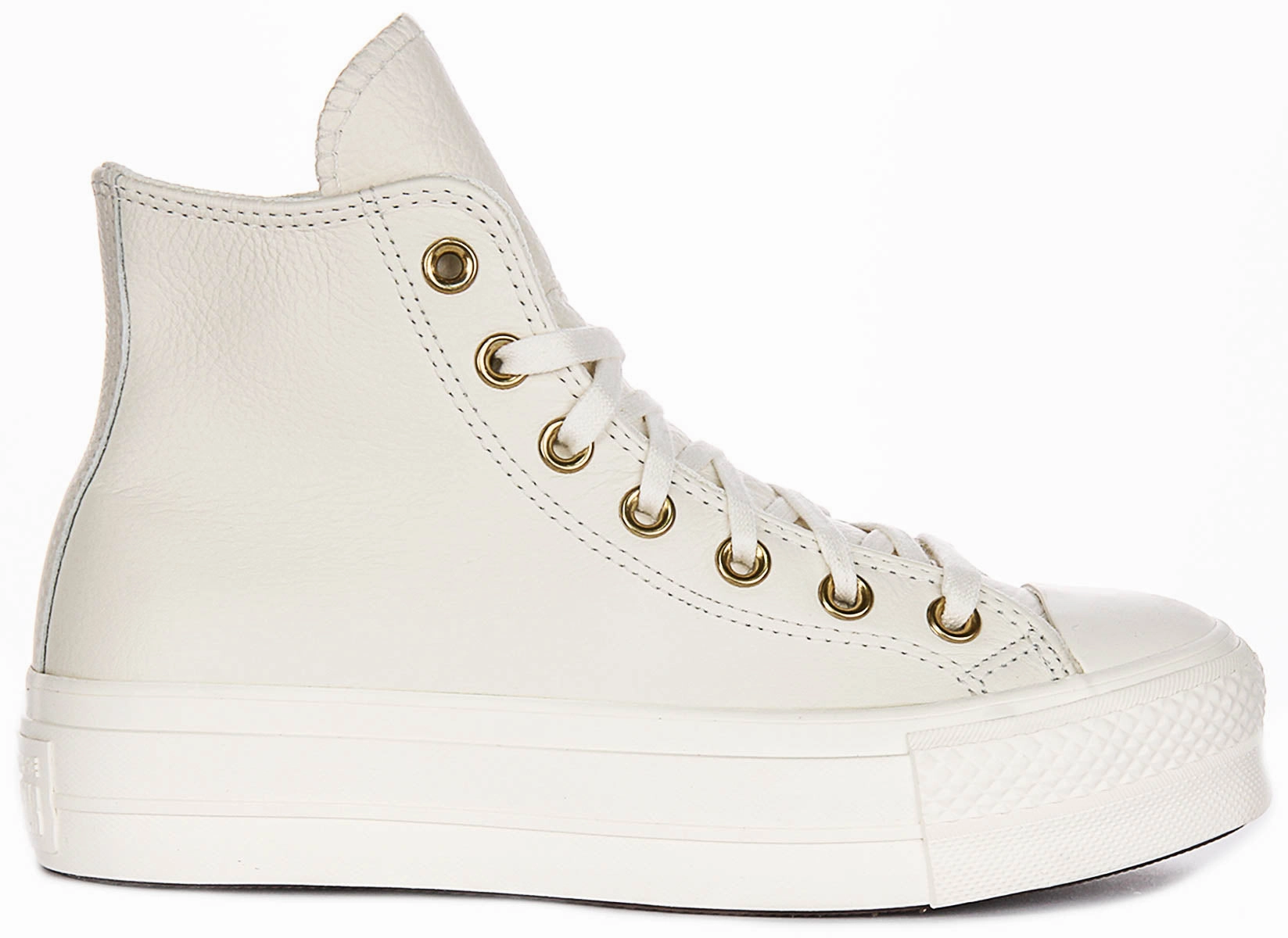 Converse All Star Lift Hi A12764C In Cream Gold Leather Soft Profile