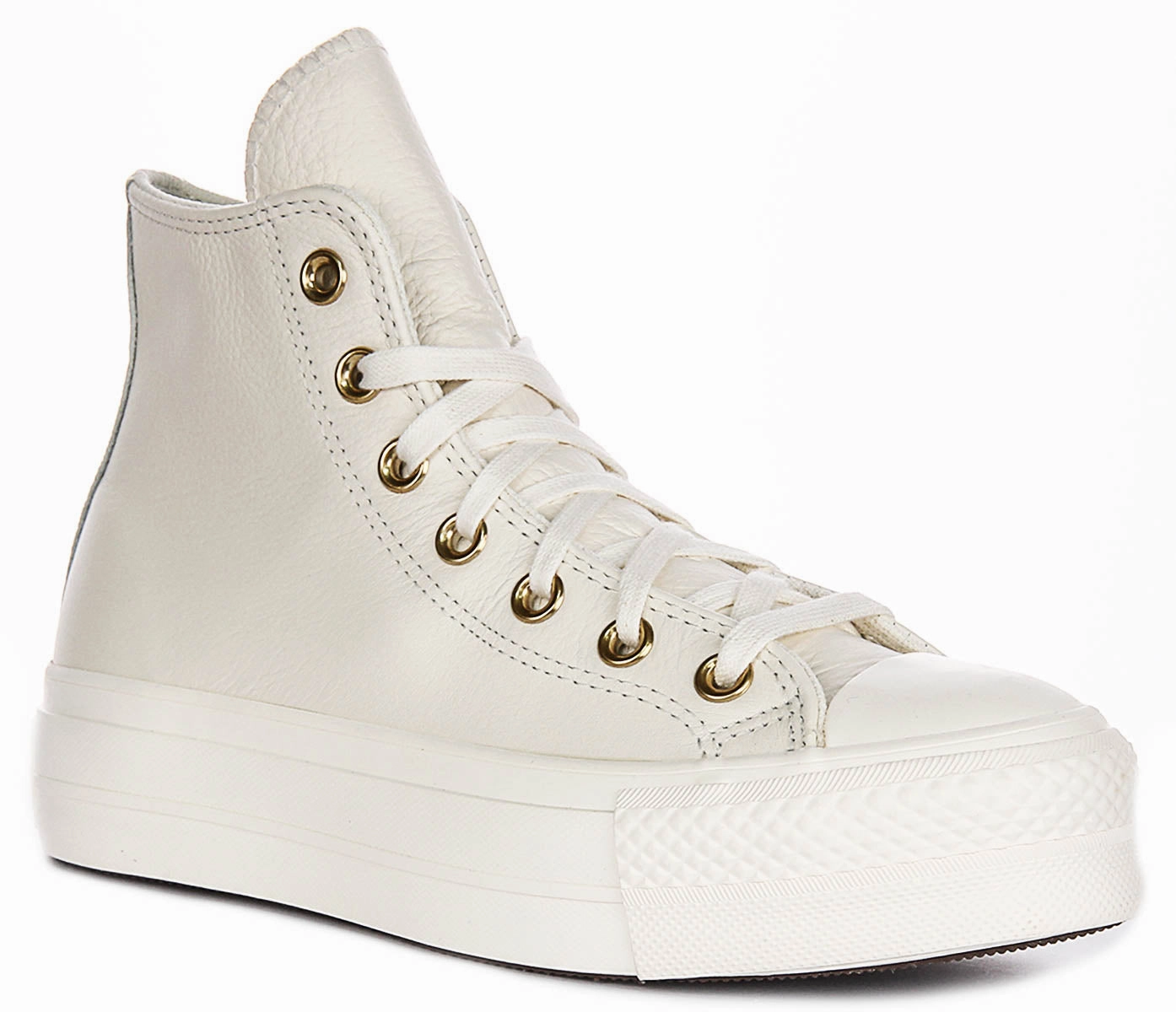 Adapt Fit Converse All Star Lift Hi A12764C In Cream Gold Leather