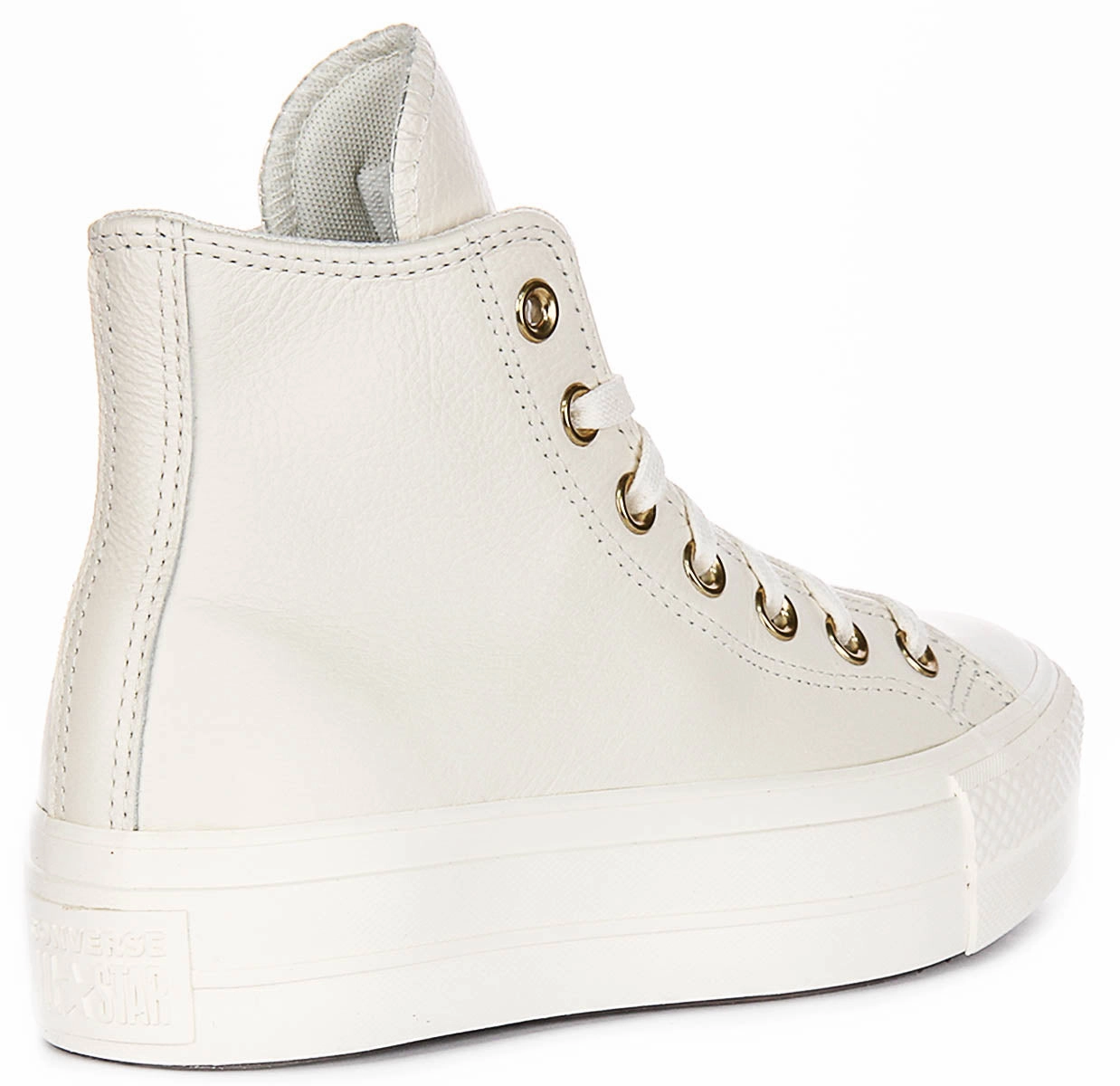 Converse All Star Lift Hi A12764C In Cream Gold Leather Soft Profile