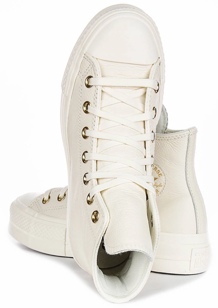 Converse All Star Lift Hi A12764C In Cream Gold Leather Soft Profile