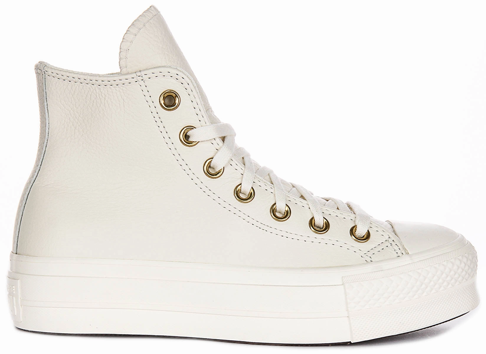 Converse All Star Lift Hi A12764C In Cream Gold Leather Soft Profile