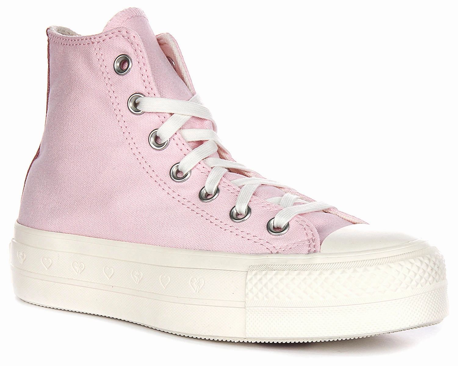 Converse All Star Lift Platform Valentine A13652C In Pink White Canvas Upper