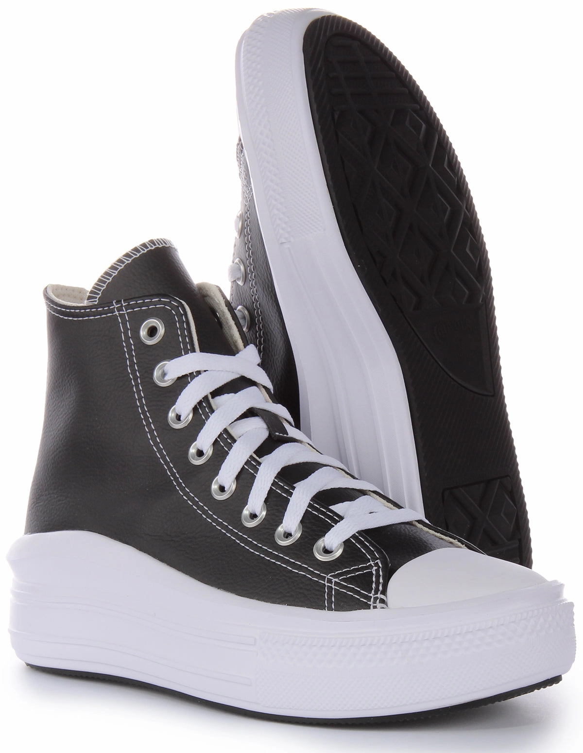 Converse All Star Move A04294C In Black White Leather Flexible Design
