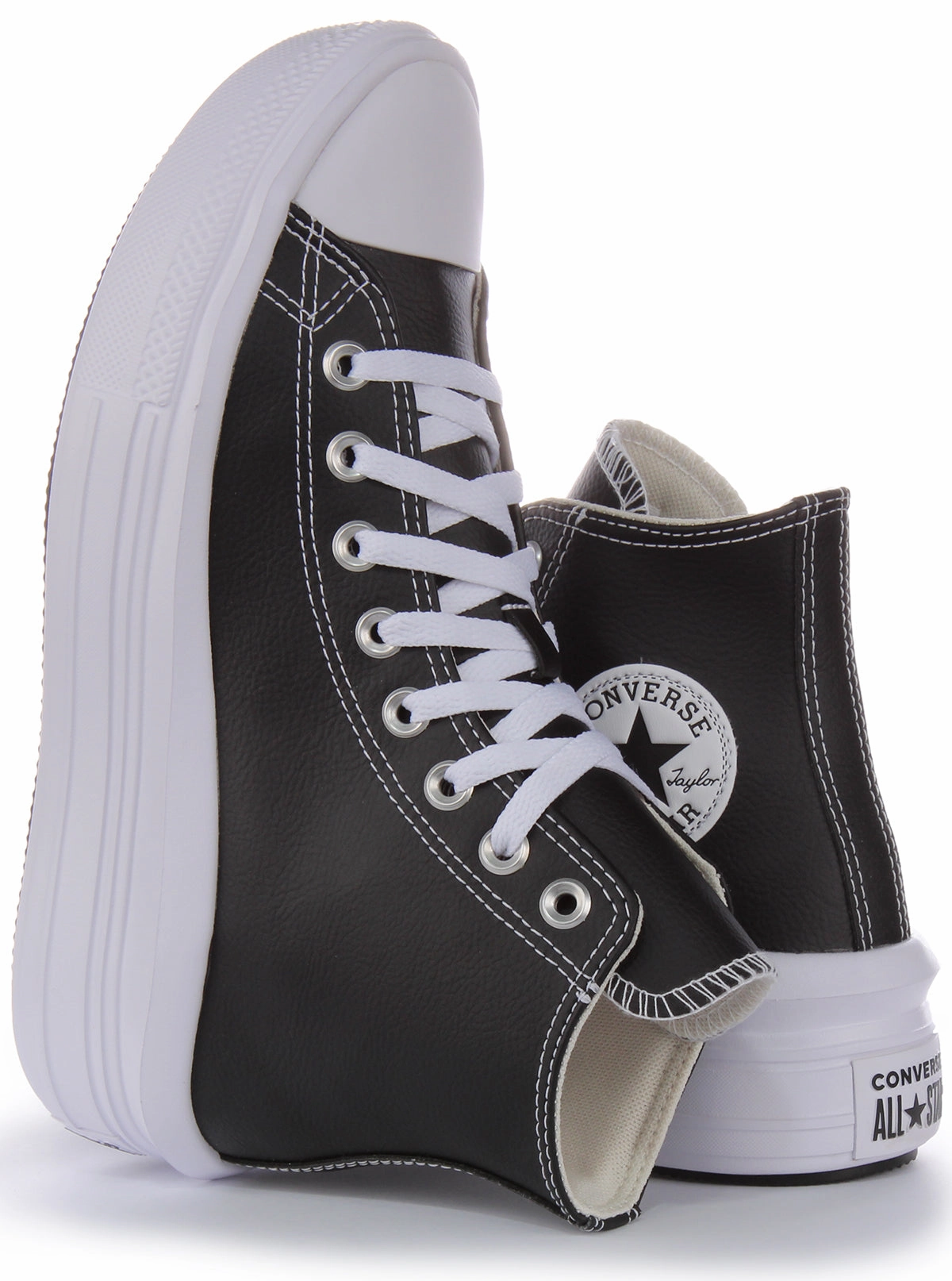 Converse All Star Move A04294C In Black White Leather Flexible Design