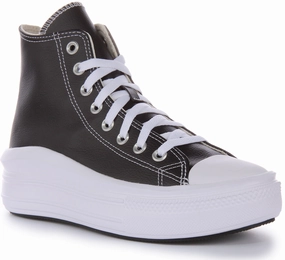 Converse All Star Move A04294C In Black White Leather Fog Step Field Jog