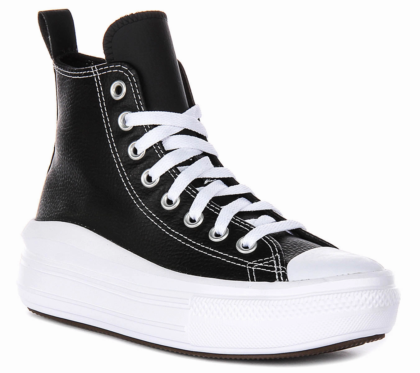 Bush Step Cafe Style Converse All Star Move A04831C In Black White Leather Juniors