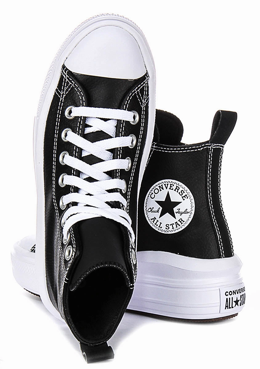 Converse All Star Move A04831C In Black White Leather Juniors All Weather Fit