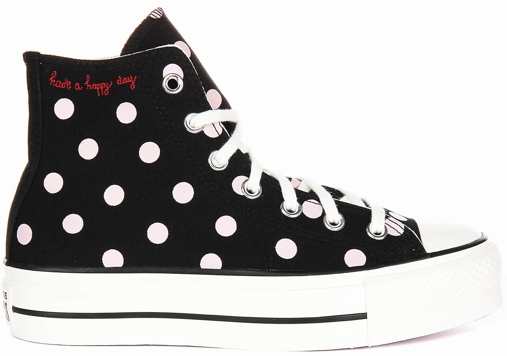 Converse All Star Polka Dot Lift A10688C In Black Pink for Women Quick Stride