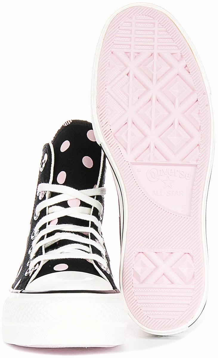 Converse All Star Polka Dot Lift A10688C In Black Pink for Women Quick Stride