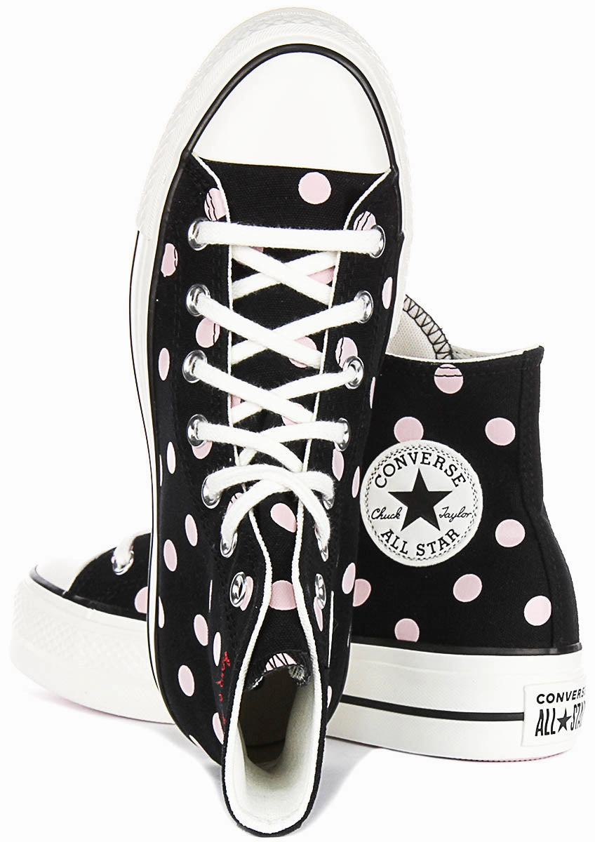 Converse All Star Polka Dot Lift A10688C In Black Pink for Women Quick Stride