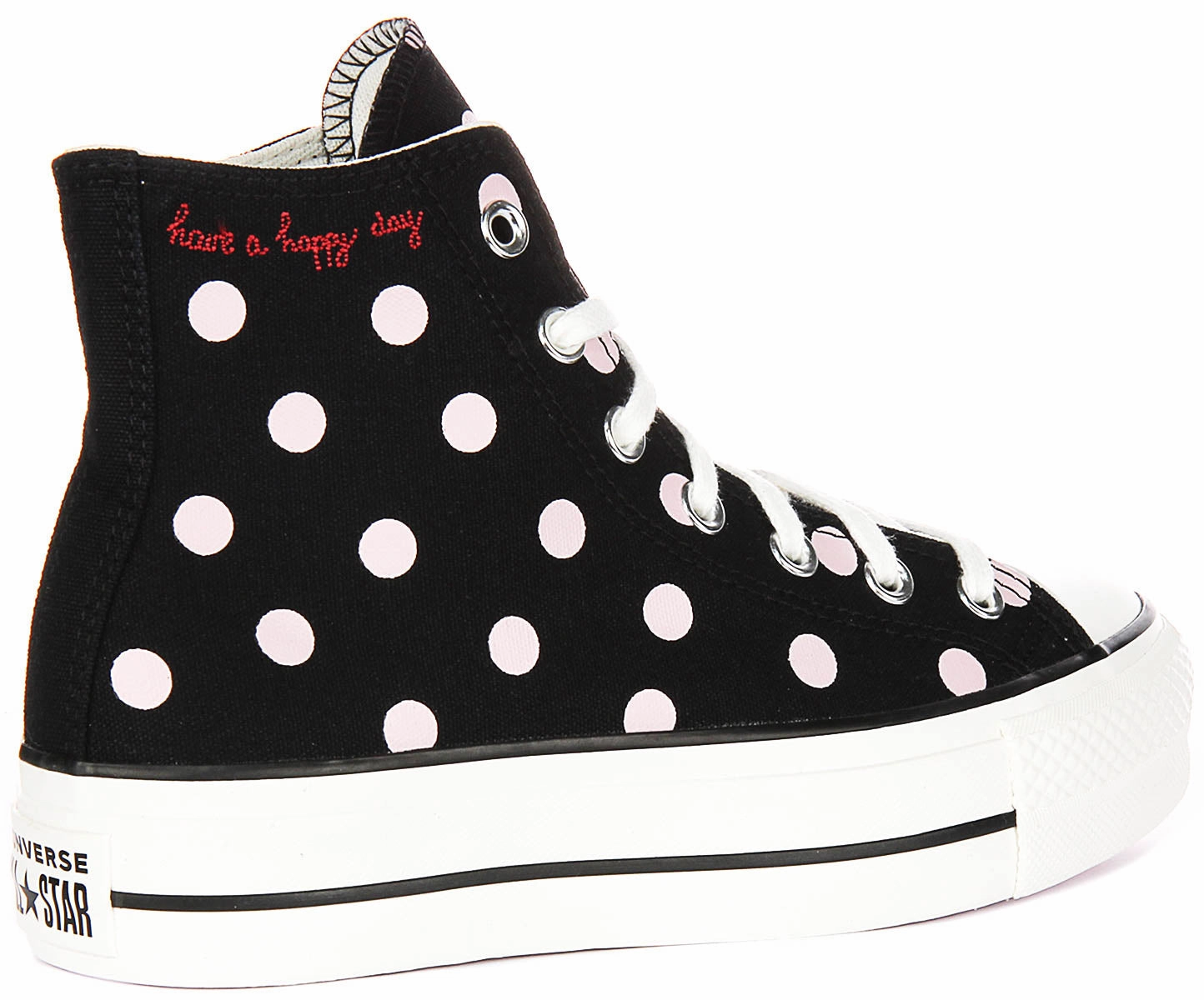 Converse All Star Polka Dot Lift A10688C In Black Pink for Women Quick Stride