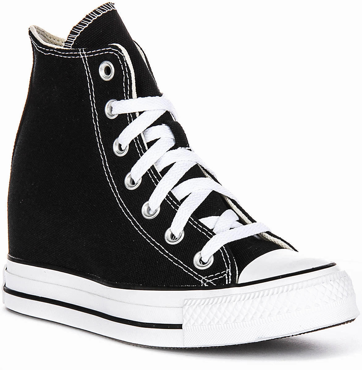 School Jog Durable Build Converse All Star Wedge A11909C In Black White For Women