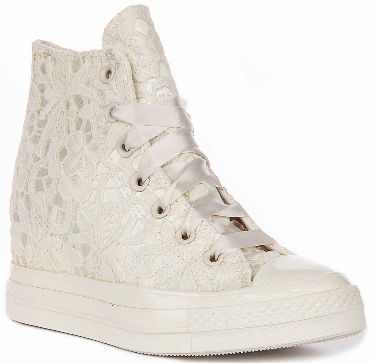 Converse All Star Wedge A15086C In Cream Crochet Print Local Go