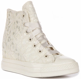 Converse All Star Wedge A15086C In Cream Crochet Print Local Go