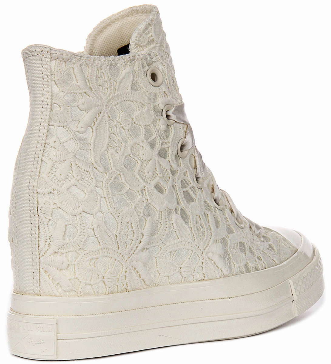 Converse All Star Wedge A15086C In Cream Crochet Print Stylish laces