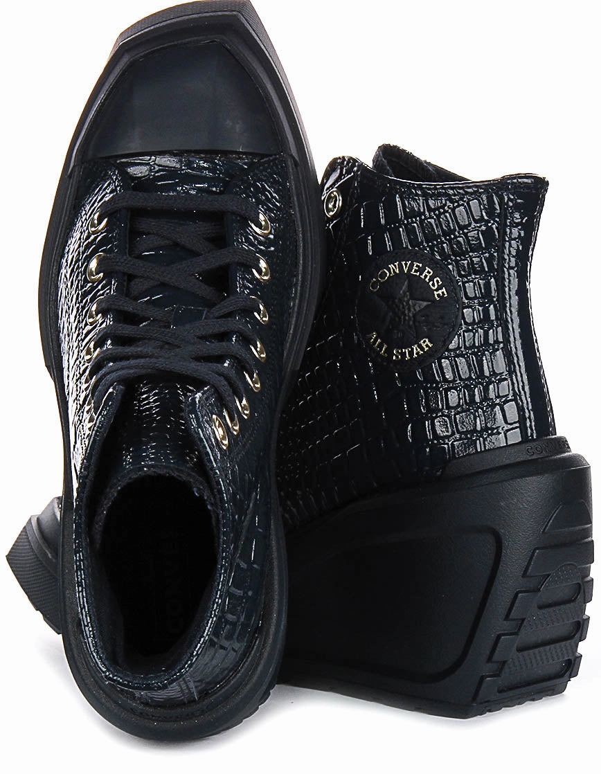 Converse Chuck 70 De Luxe Wedge A10037C In Navy Leather Soft Move