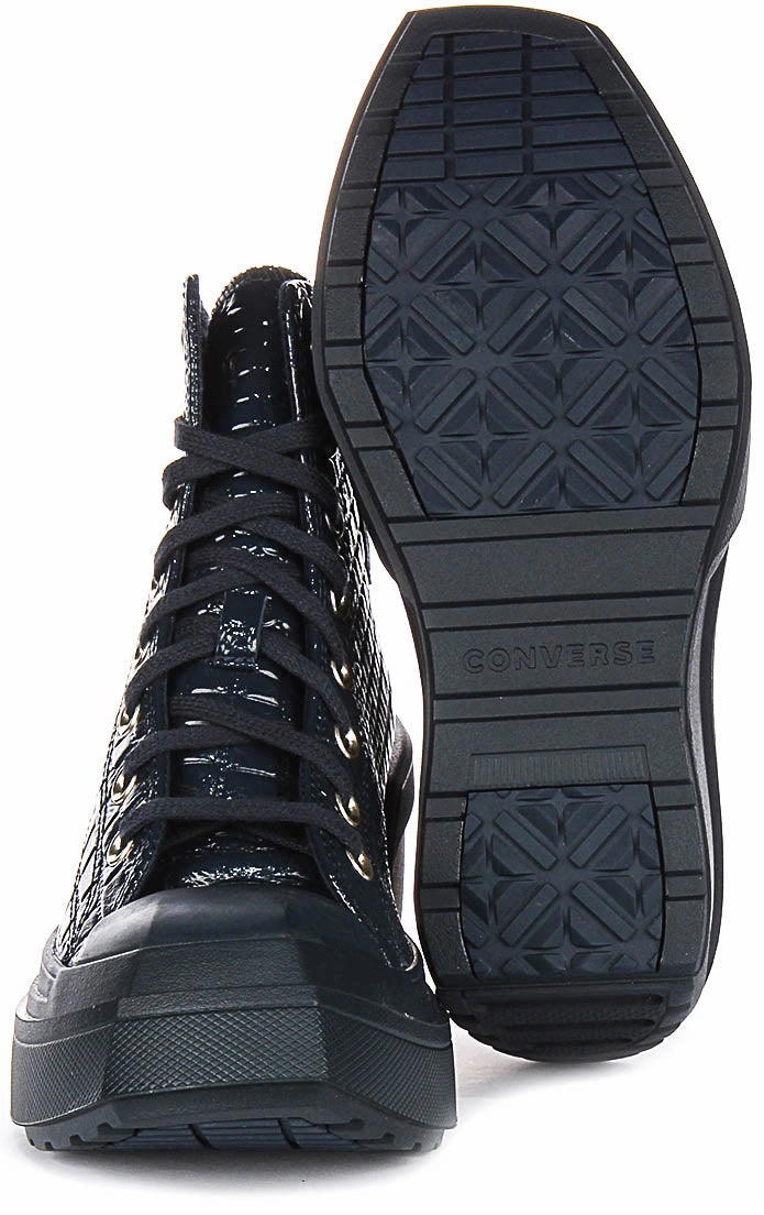 Converse Chuck 70 De Luxe Wedge A10037C In Navy Leather Soft Move