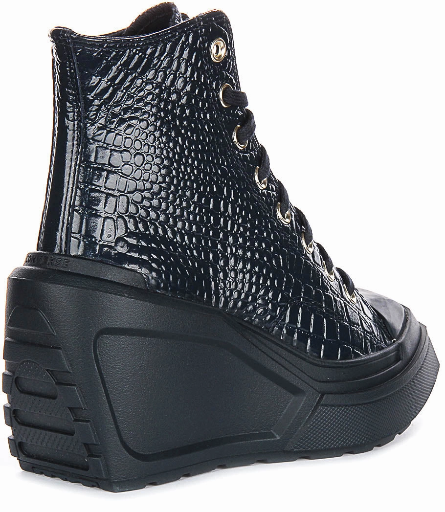 Converse Chuck 70 De Luxe Wedge A10037C In Navy Leather Soft Move