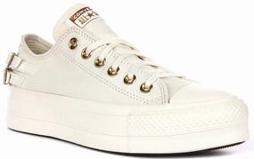 Versatile Wear Converse Chuck Taylor All Star Lift Low A11866C In White Gold Buckles