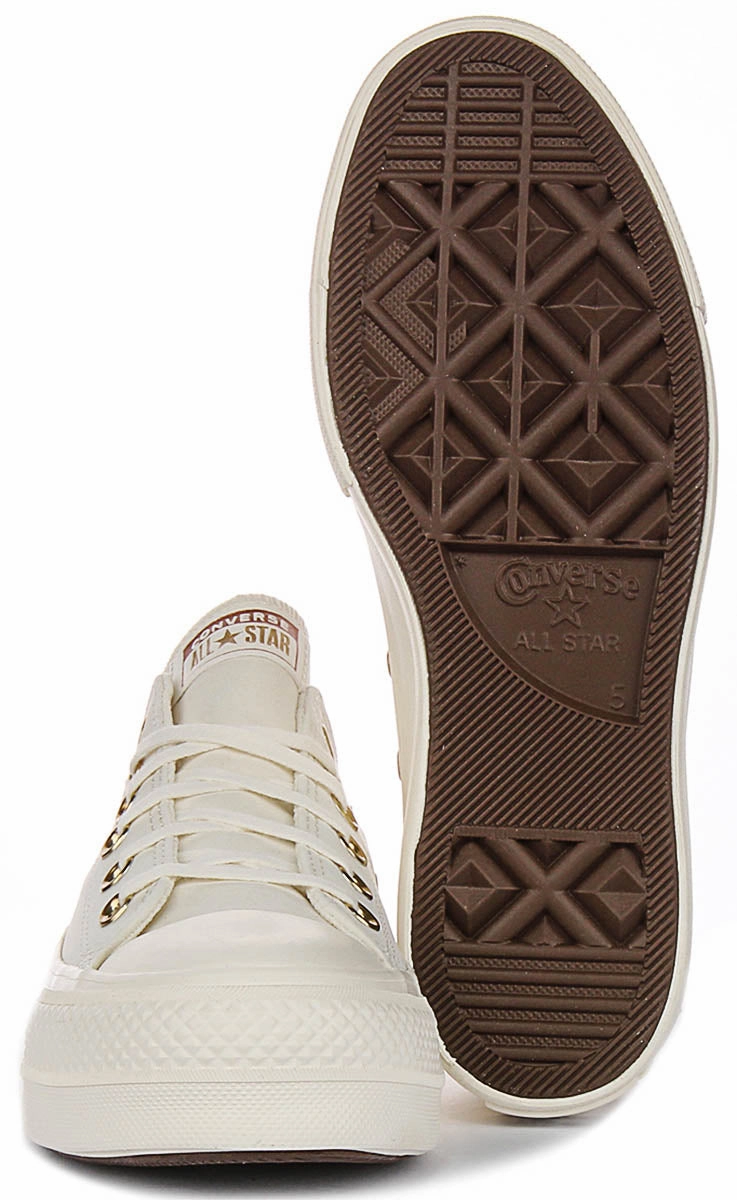 Converse Chuck Taylor All Star Lift Low A11866C In White Gold Buckles Active Step-Up