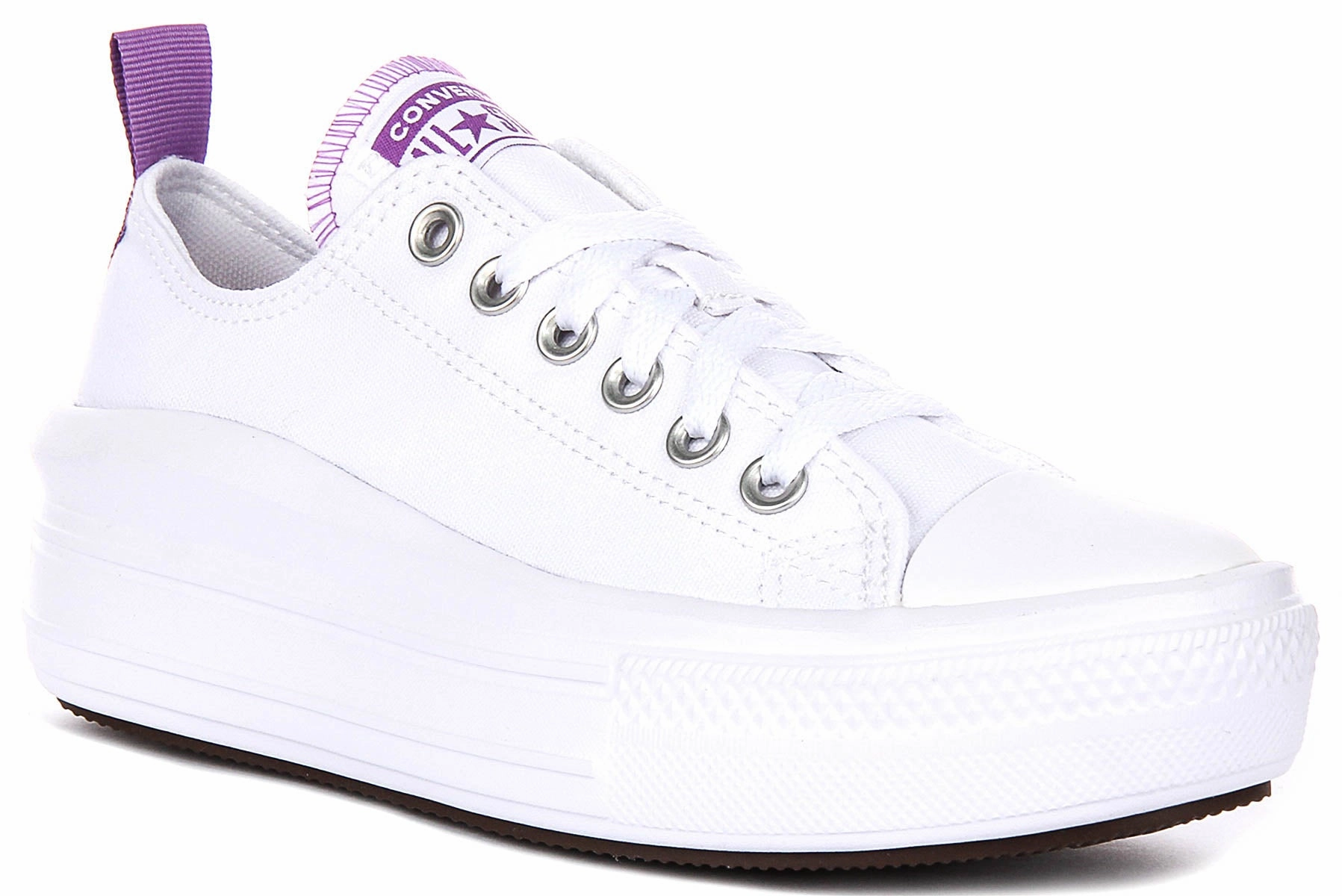 Converse Chuck Taylor All Star Move 271717C In White Purple For Junior Comfortable Design Shoes Soft Support