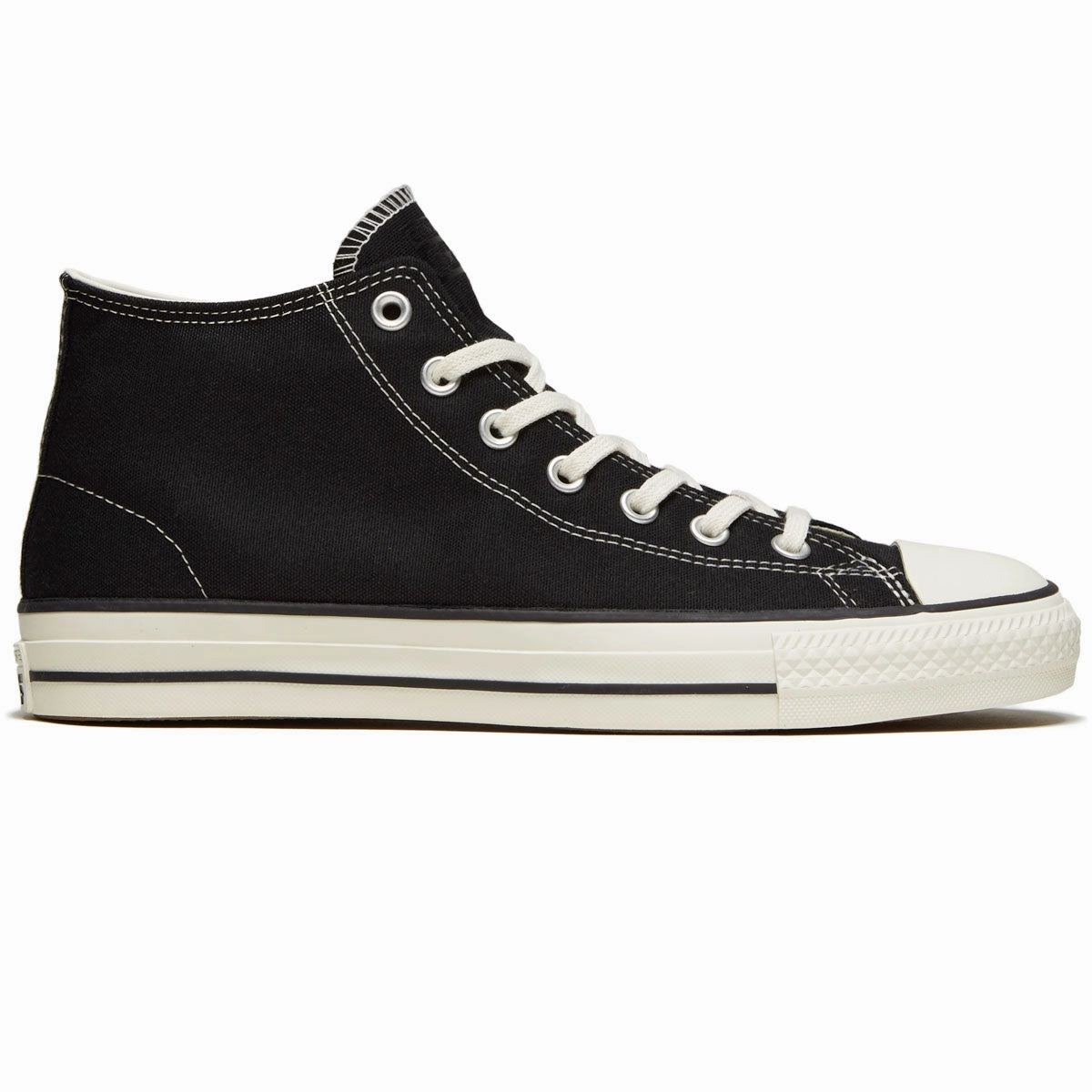 Solid Construction Converse Chuck Taylor All Star Pro Mid Shoes - Black/Black/Egret
