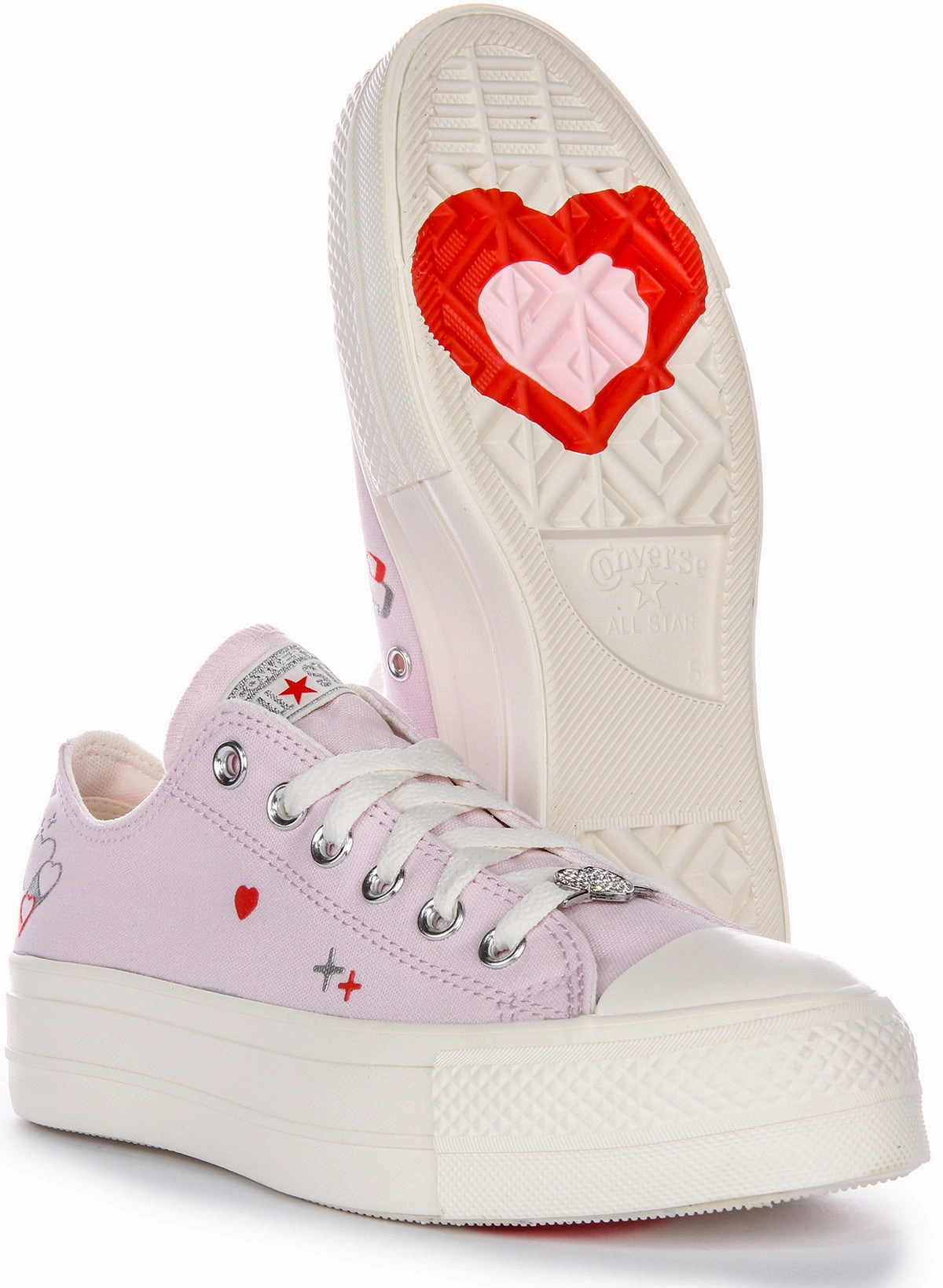 Converse Chuck Taylor Lift Low A09115C In Lilac | Hearts Soft Step-On