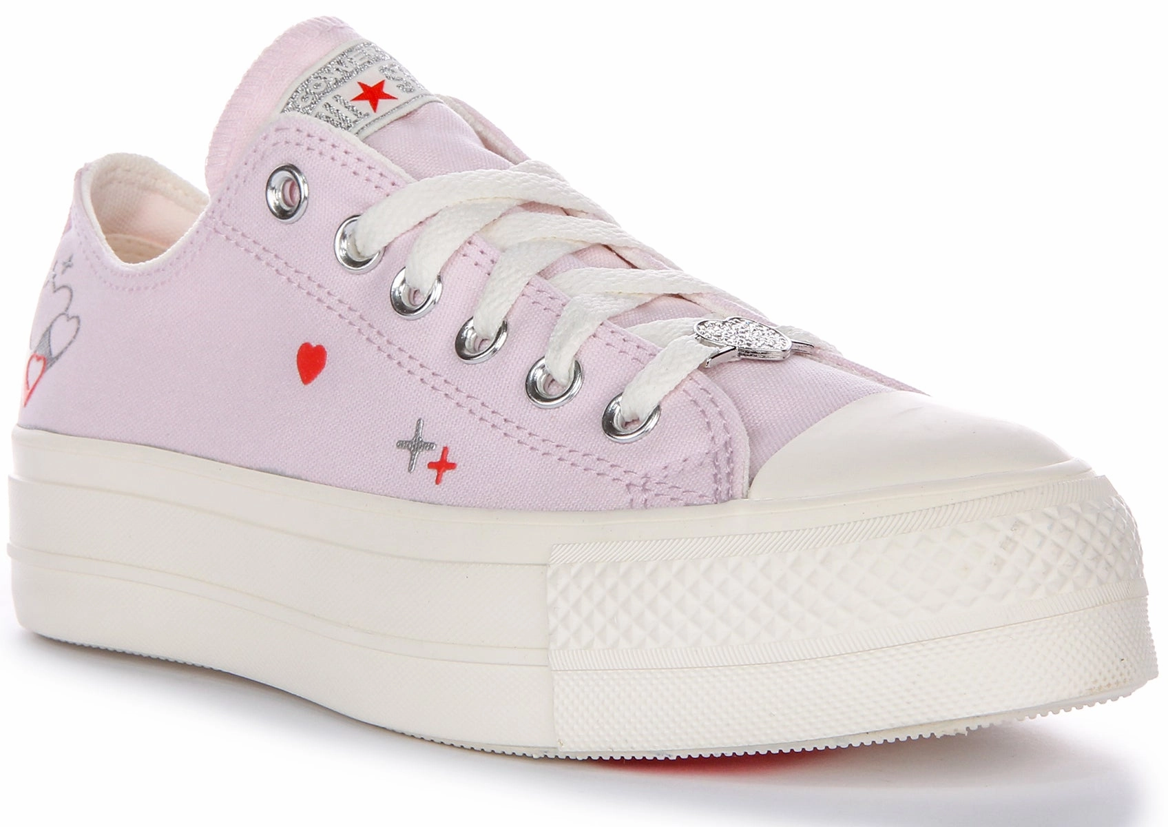 Soft White Bounce Hike Converse Chuck Taylor Lift Low A09115C In Lilac | Hearts