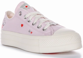 Converse Chuck Taylor Lift Low A09115C In Lilac | Hearts Grass Step