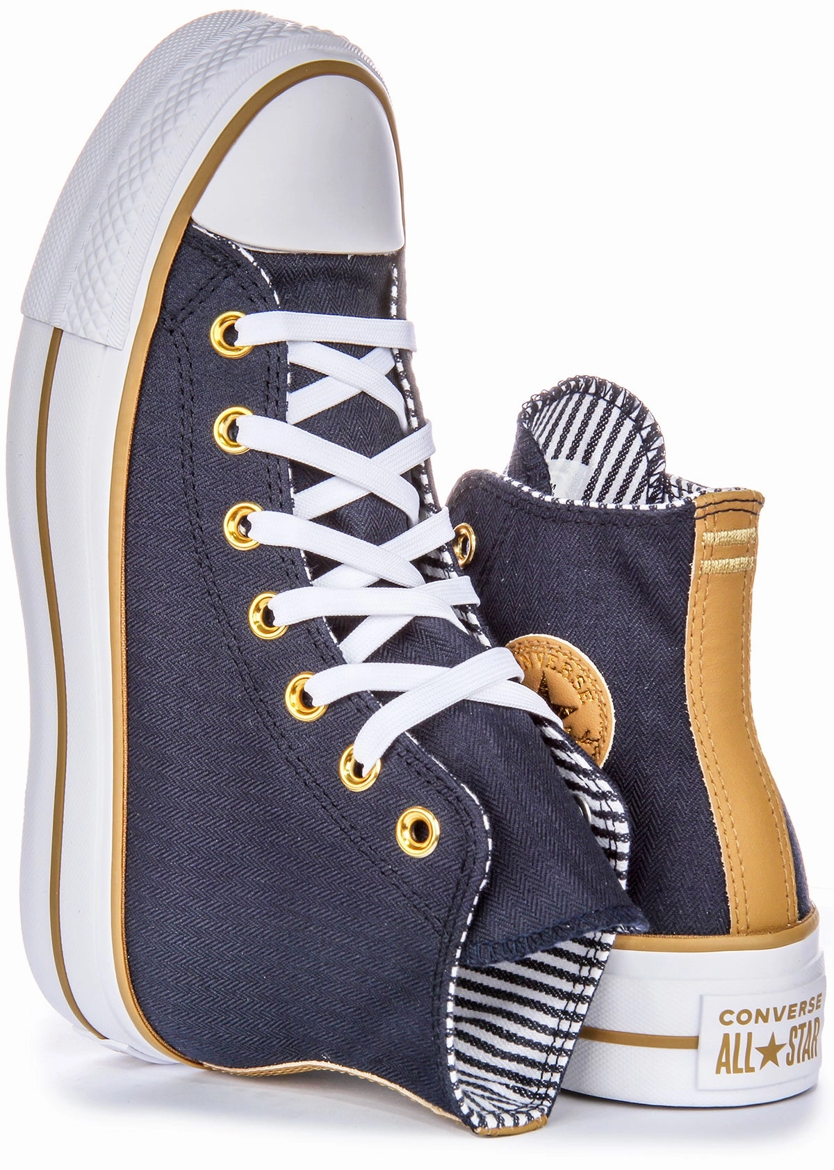 Converse CT All Star Lift Hi A08860C In Navy Herringbone Trend Breeze