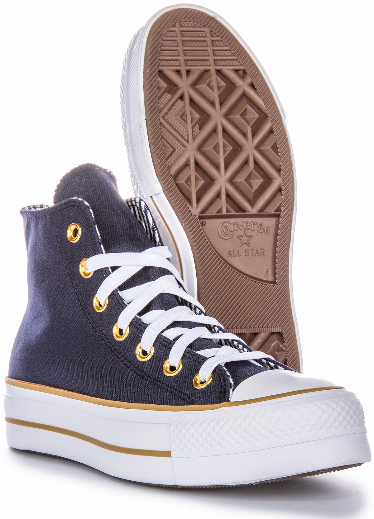 Converse CT All Star Lift Hi A08860C In Navy Herringbone Trend Breeze