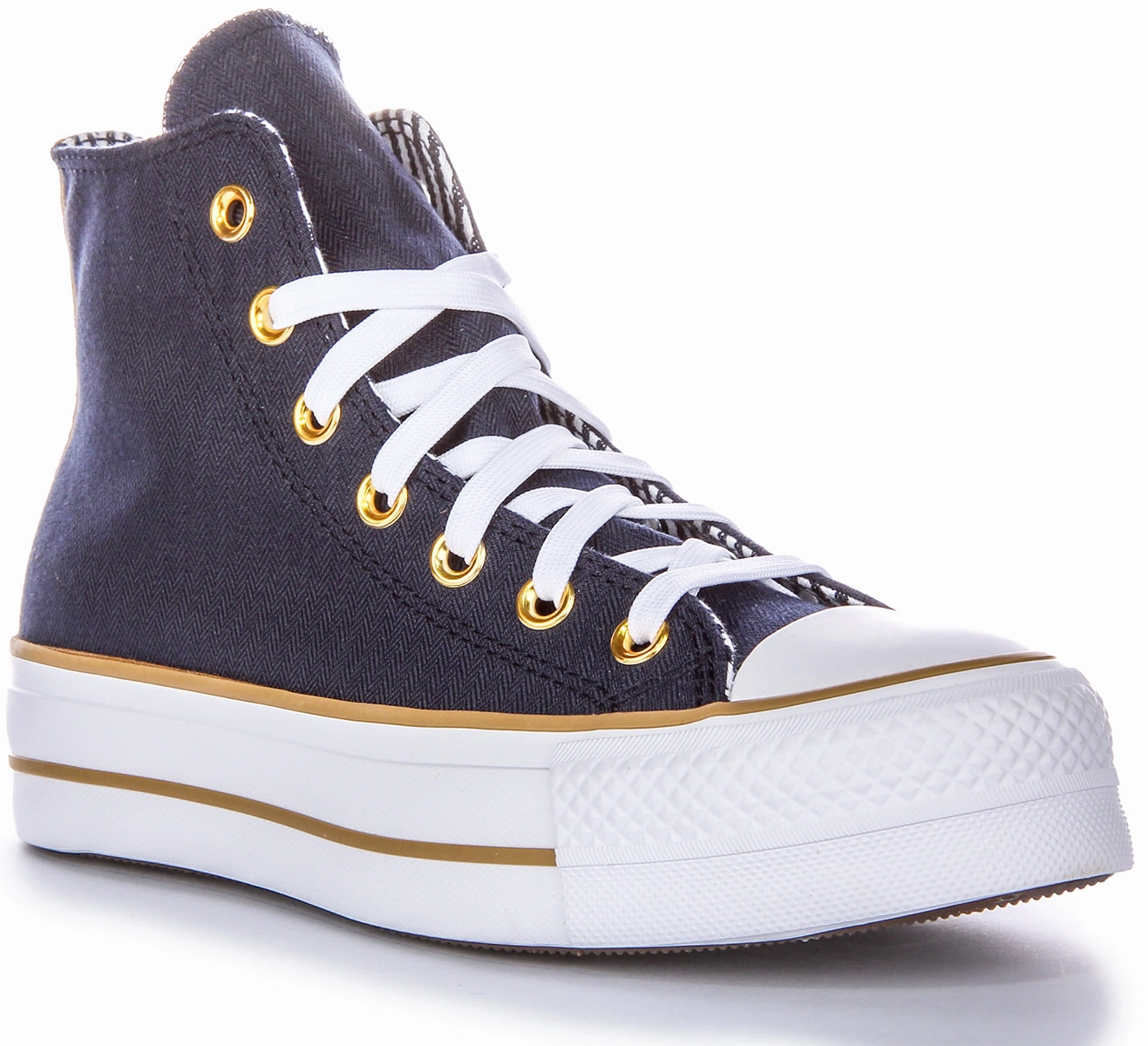 Peace Step Converse CT All Star Lift Hi A08860C In Navy Herringbone