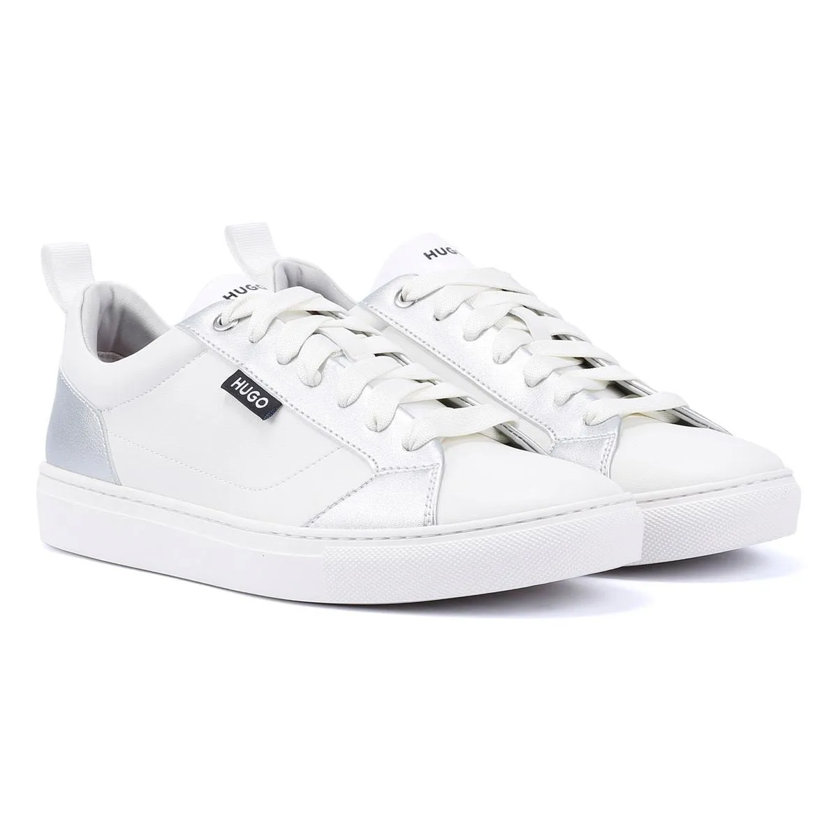 Hugo Morrie Tennis Women's White/Silver Trainers Low weight design helps conserve training energy Moisture control