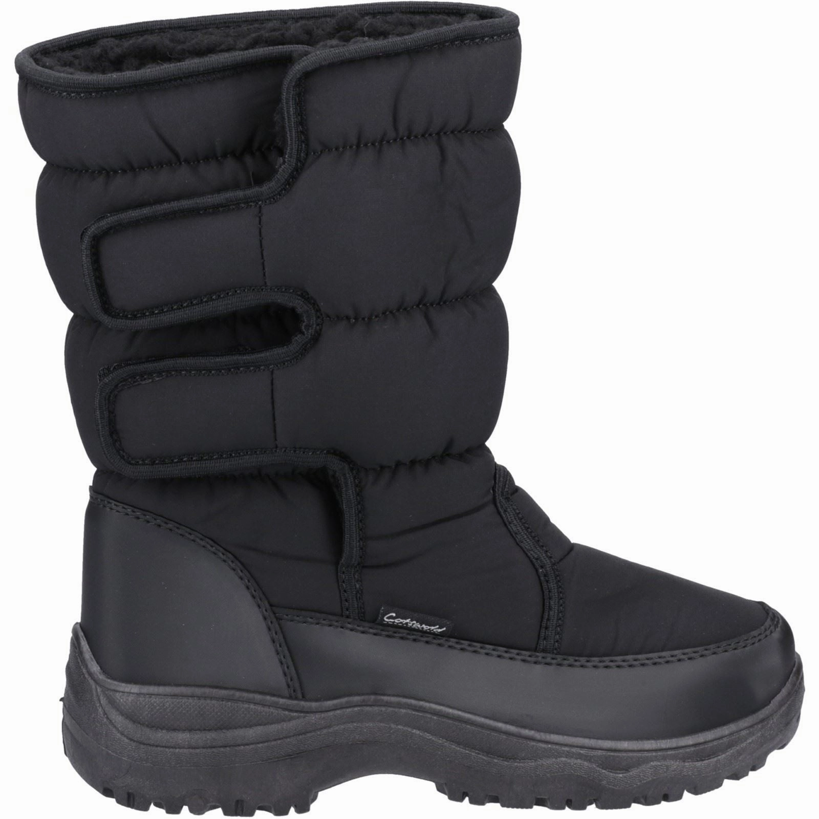 Cotswold Welland Textile Women's Black Winter Mid Calf Boots Sporty Look