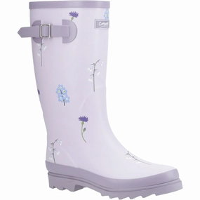 Cotswold Wildflower Tall Rubber Women's Lilac Wellington Boots Storm Gear Boots