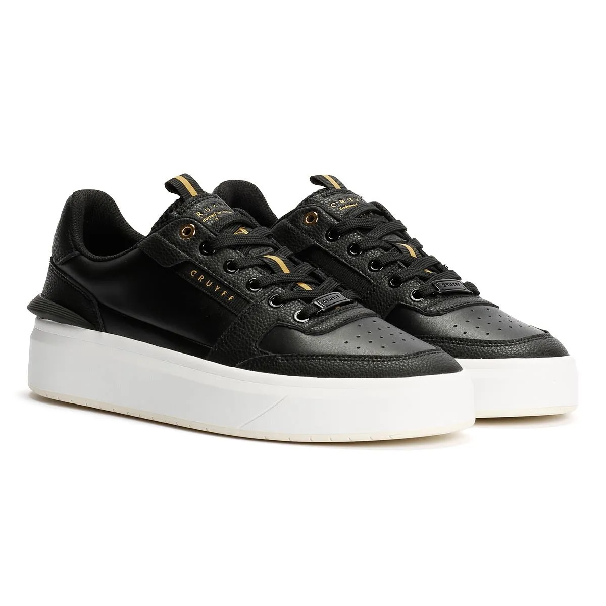 Anti rust Cruyff Endorsed Tennis Leather Men's Black/White Trainers