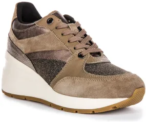 Geox D Zosma A In Taupe Platform Sneakers For Women All terrain Midfoot Lock