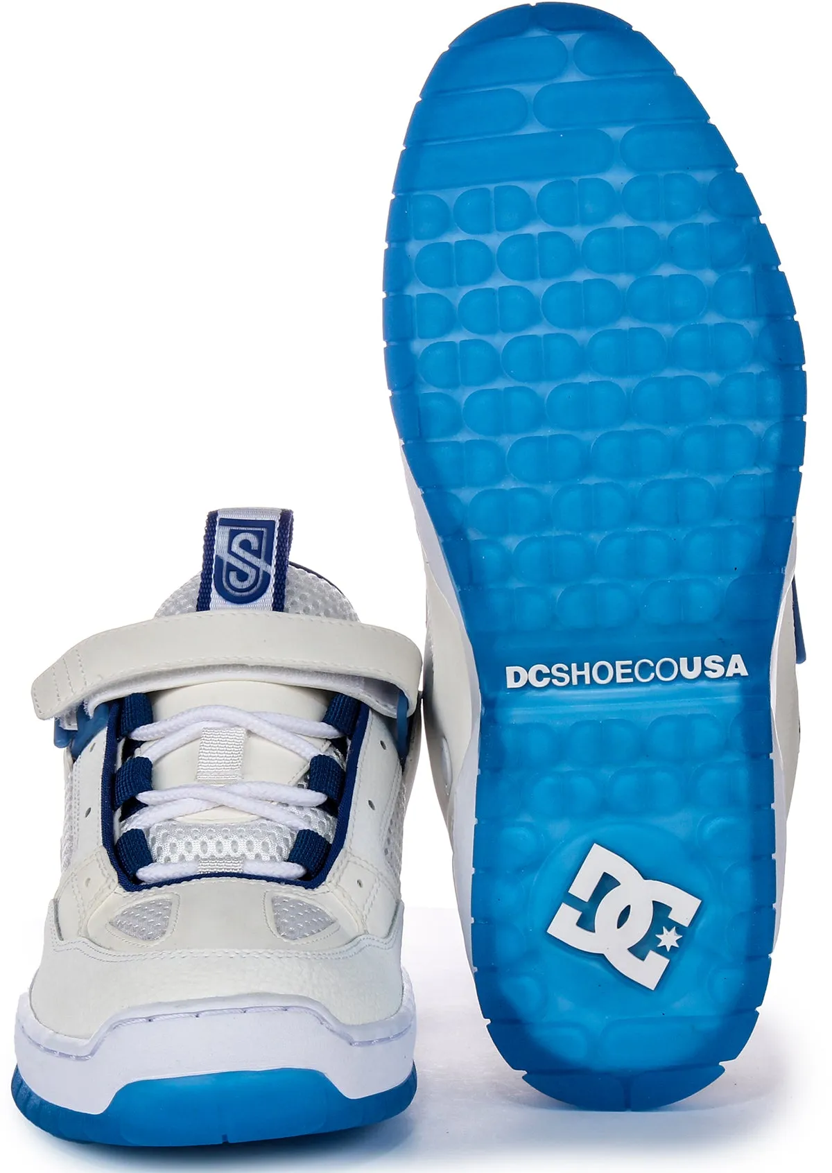 Cushioned Comfort Dc Shoes Js 1 In White Blue For Men