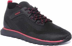 Durable Fabric Foot Arch Hugo Icelin Run In Black Red For Men