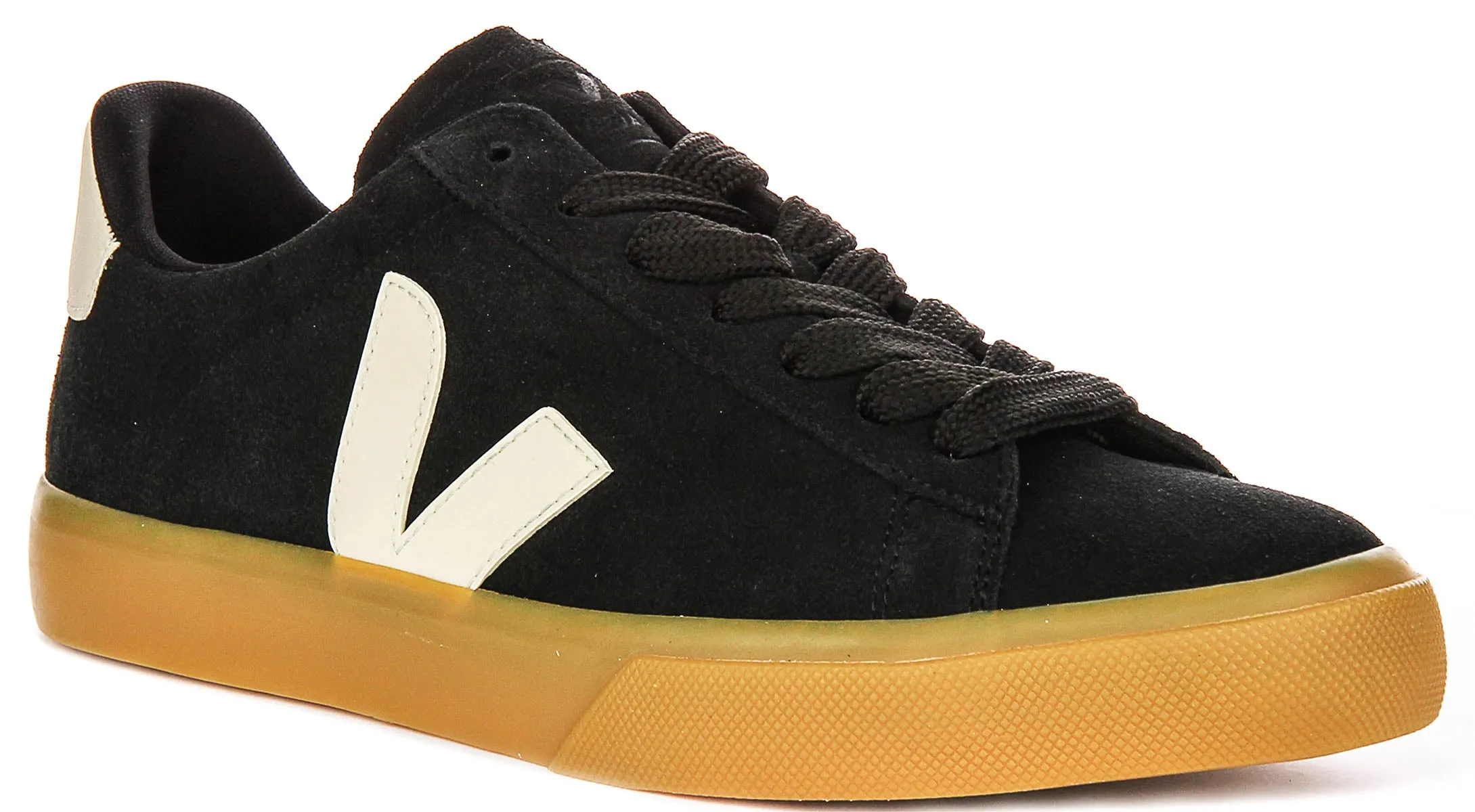 Veja Campo Suede Leather In Black White For Men Flexible Sole