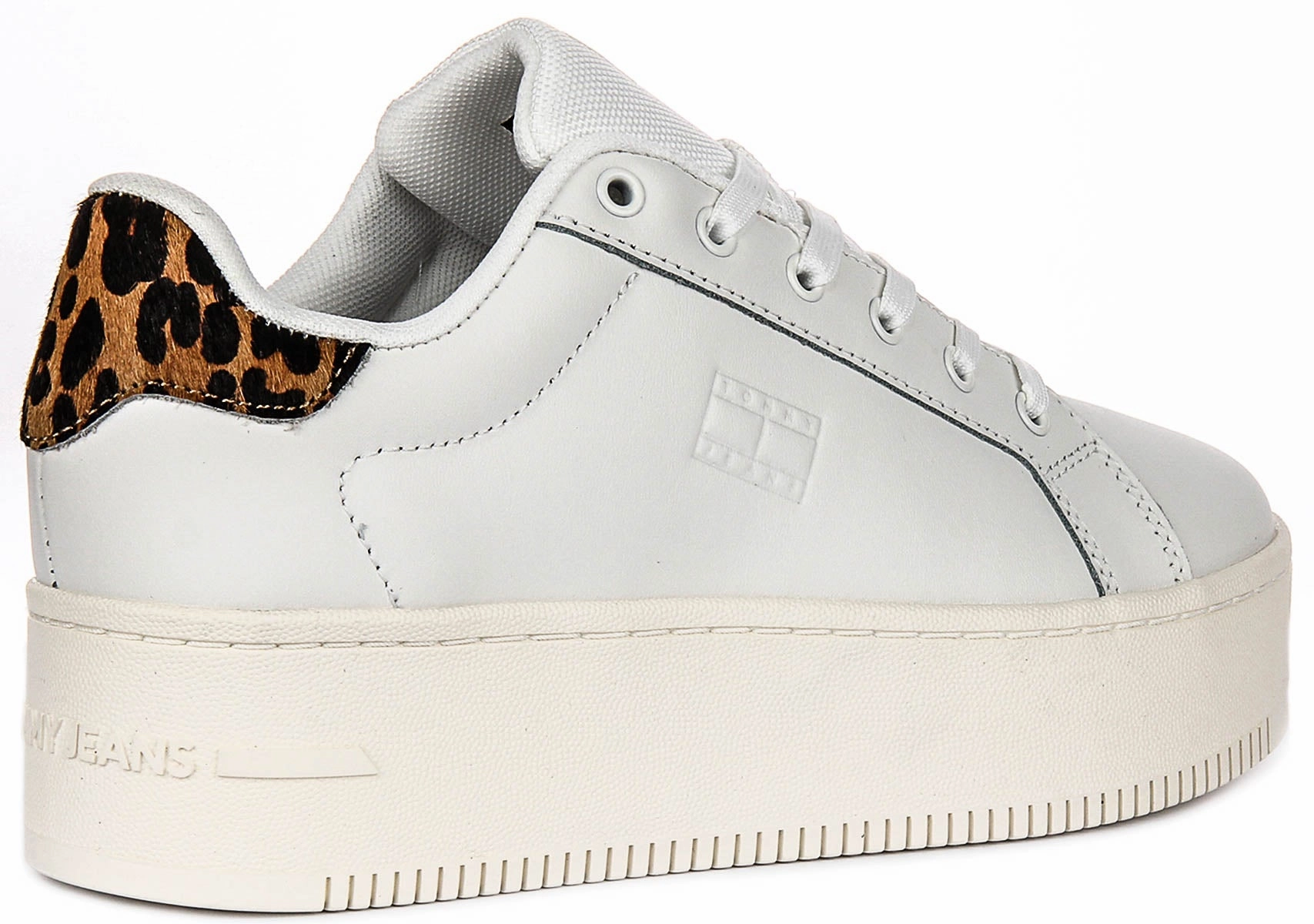 Daily Fit Tommy Jeans Flatform Sneaker In White Brown Leopard For Women