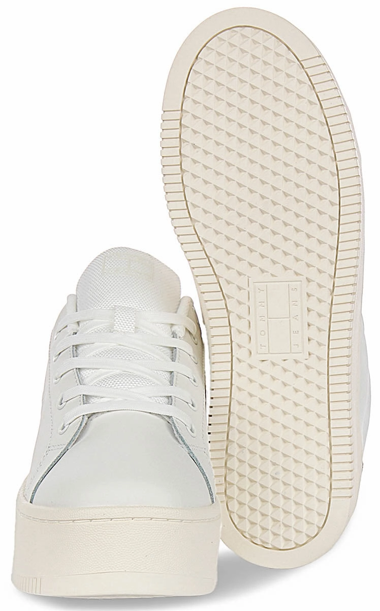 Daily Fit Tommy Jeans Flatform Sneaker In White Brown Leopard For Women